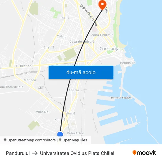 Harta de Pandurului către Universitatea Ovidius Piata Chiliei