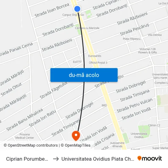 Harta de Ciprian Porumbescu către Universitatea Ovidius Piata Chiliei