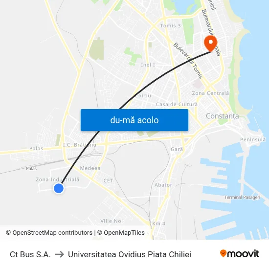 Harta de Ct Bus S.A. către Universitatea Ovidius Piata Chiliei