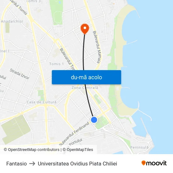 Harta de Fantasio către Universitatea Ovidius Piata Chiliei