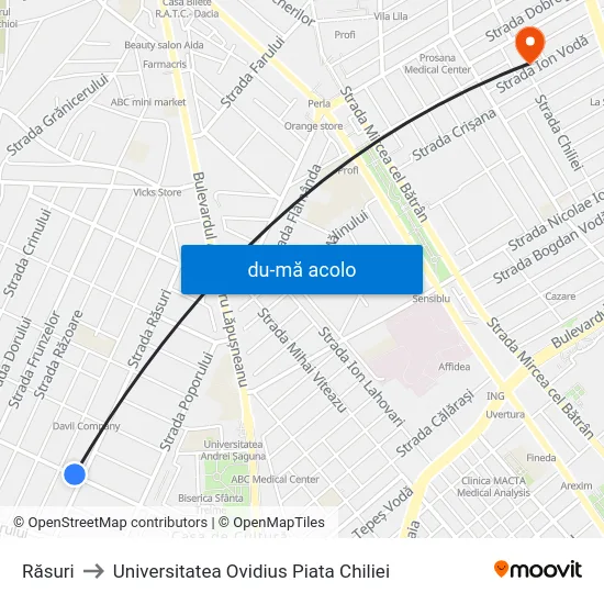 Harta de Răsuri către Universitatea Ovidius Piata Chiliei