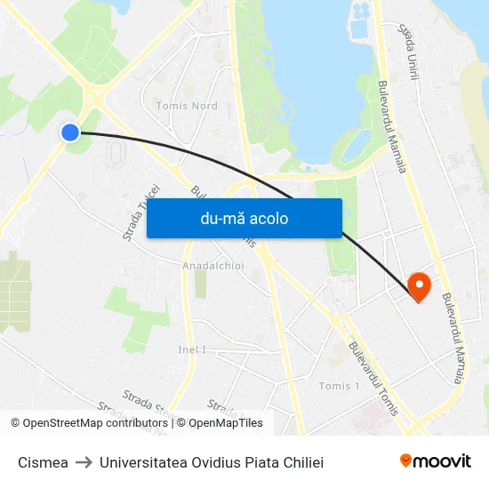 Harta de Cismea către Universitatea Ovidius Piata Chiliei