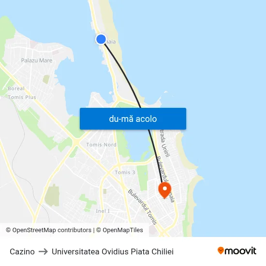 Harta de Cazino către Universitatea Ovidius Piata Chiliei