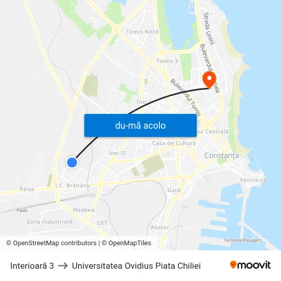 Harta de Interioară 3 către Universitatea Ovidius Piata Chiliei