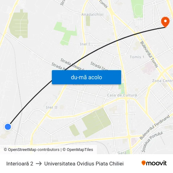 Harta de Interioară 2 către Universitatea Ovidius Piata Chiliei