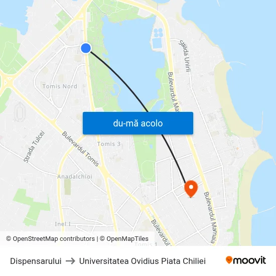 Harta de Dispensarului către Universitatea Ovidius Piata Chiliei