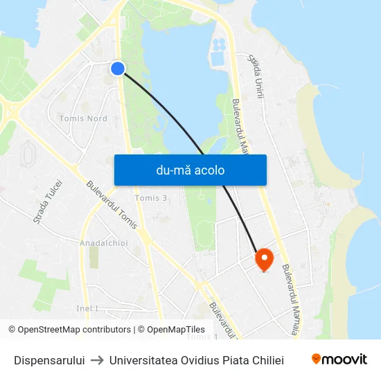 Harta de Dispensarului către Universitatea Ovidius Piata Chiliei