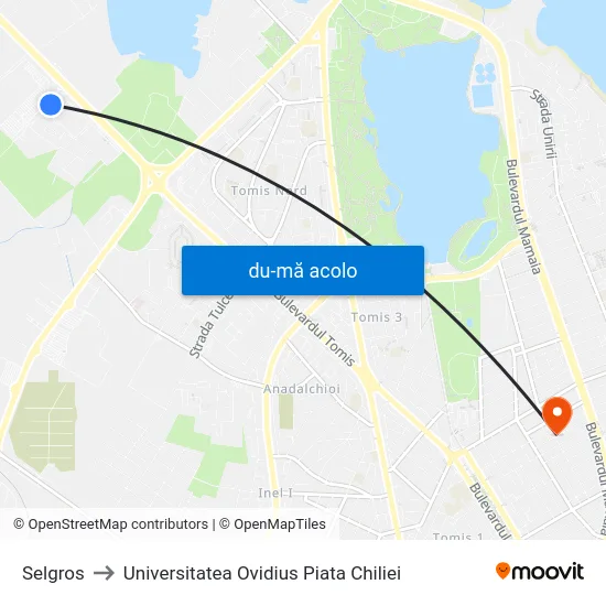 Harta de Selgros către Universitatea Ovidius Piata Chiliei