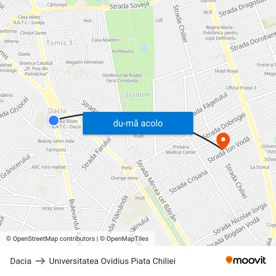 Harta de Dacia către Universitatea Ovidius Piata Chiliei