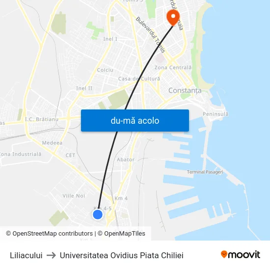 Harta de Liliacului către Universitatea Ovidius Piata Chiliei