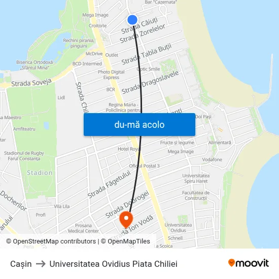 Harta de Cașin către Universitatea Ovidius Piata Chiliei