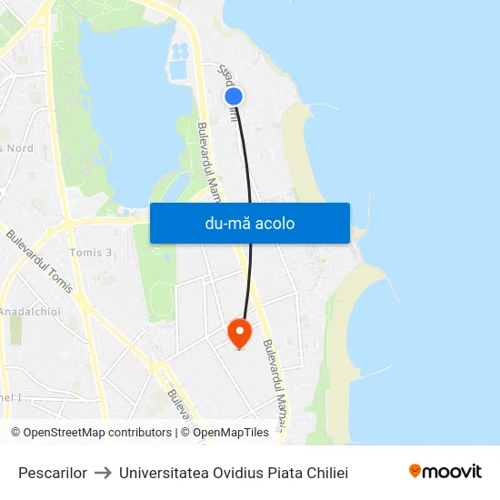 Harta de Pescarilor către Universitatea Ovidius Piata Chiliei