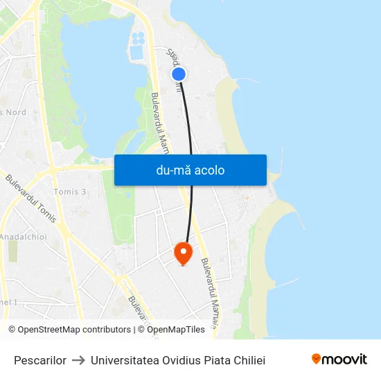 Harta de Pescarilor către Universitatea Ovidius Piata Chiliei