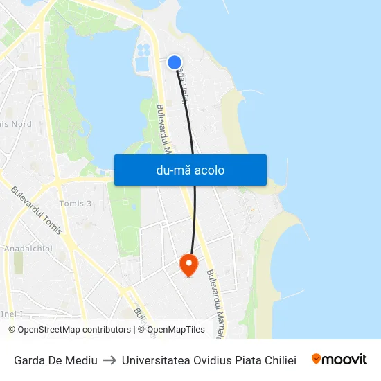 Harta de Garda De Mediu către Universitatea Ovidius Piata Chiliei