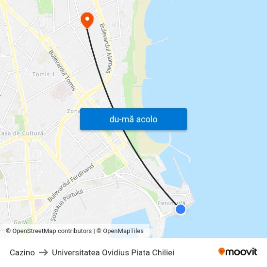 Harta de Cazino către Universitatea Ovidius Piata Chiliei