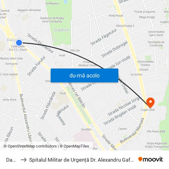 Harta de Dacia către Spitalul Militar de Urgență Dr. Alexandru Gafencu