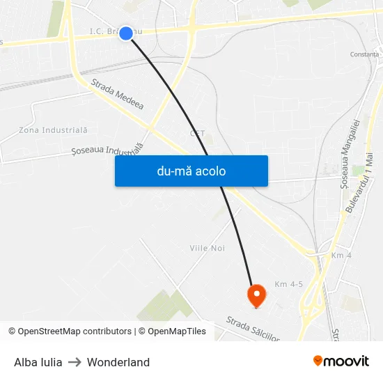 Harta de Alba Iulia către Wonderland