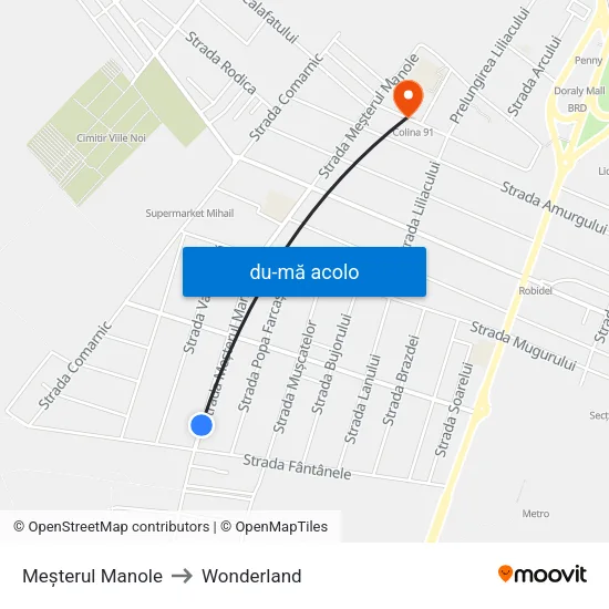 Harta de Meșterul Manole către Wonderland