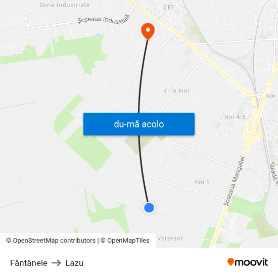 Harta de Fântânele către Lazu