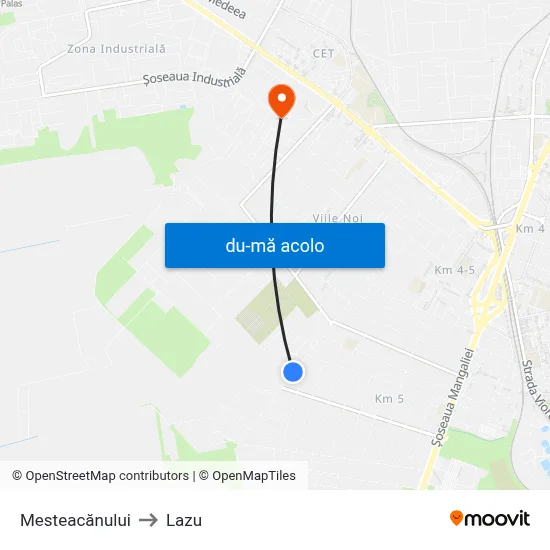 Harta de Mesteacănului către Lazu