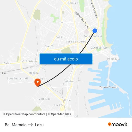 Harta de Bd. Mamaia către Lazu