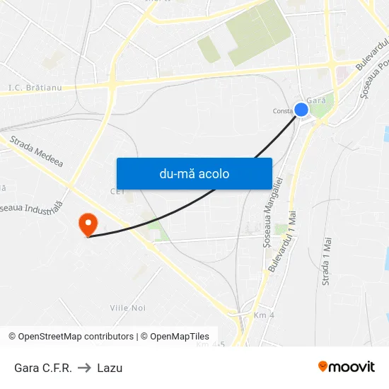 Harta de Gara C.F.R. către Lazu
