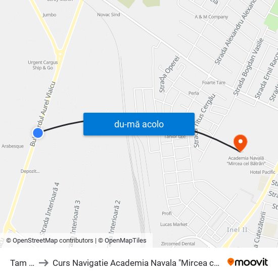 Harta de Tam Sa către Curs Navigatie Academia Navala "Mircea cel Batran"