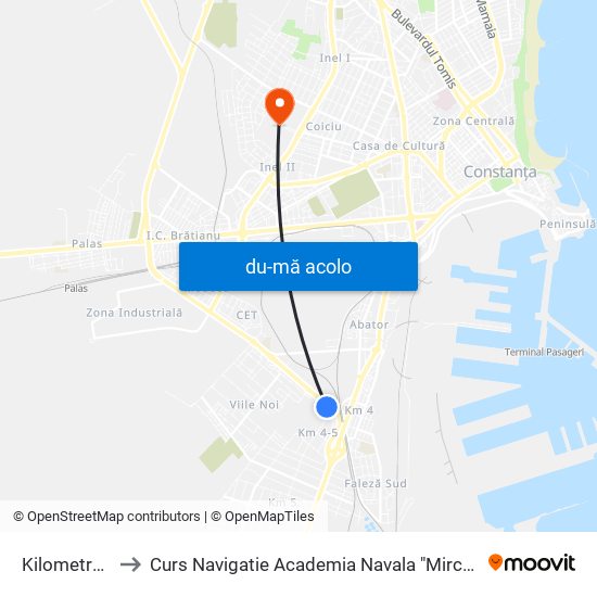 Harta de Kilometrul 4-5 către Curs Navigatie Academia Navala "Mircea cel Batran"