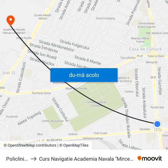 Harta de Policlinica 2 către Curs Navigatie Academia Navala "Mircea cel Batran"