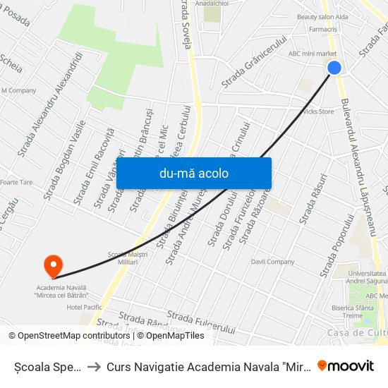 Harta de Școala Spectrum către Curs Navigatie Academia Navala "Mircea cel Batran"