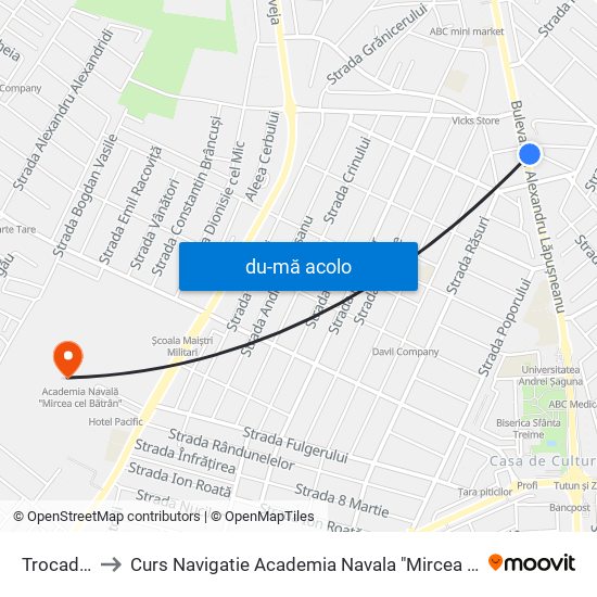 Harta de Trocadero către Curs Navigatie Academia Navala "Mircea cel Batran"