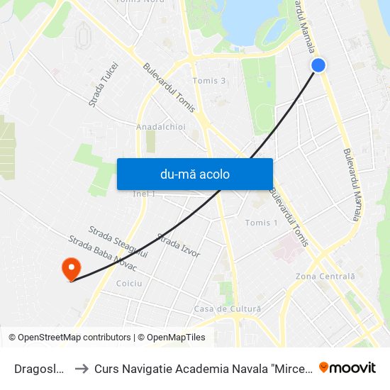 Harta de Dragoslavele către Curs Navigatie Academia Navala "Mircea cel Batran"