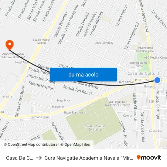 Harta de Casa De Cultură către Curs Navigatie Academia Navala "Mircea cel Batran"