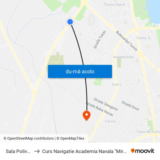 Harta de Sala Polivalenta către Curs Navigatie Academia Navala "Mircea cel Batran"