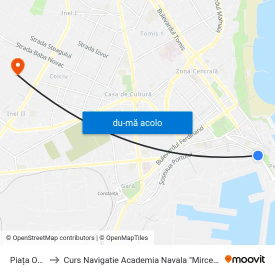 Harta de Piața Ovidiu către Curs Navigatie Academia Navala "Mircea cel Batran"