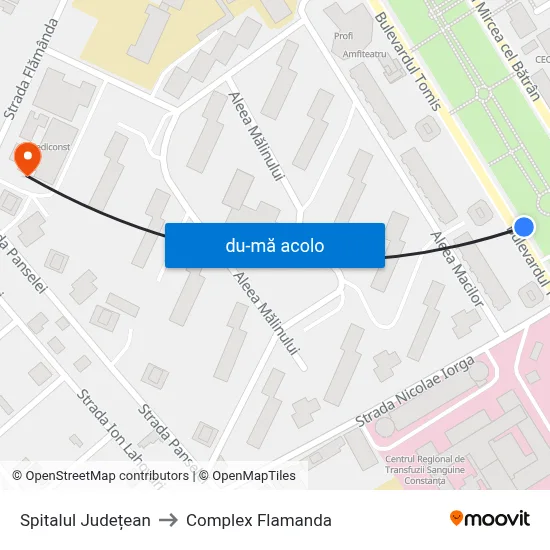 Harta de Spitalul Județean către Complex Flamanda