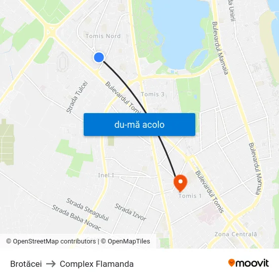 Harta de Brotăcei către Complex Flamanda