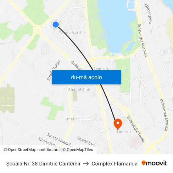 Harta de Școala Nr. 38 Dimitrie Cantemir către Complex Flamanda