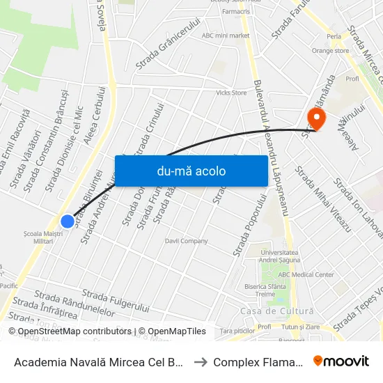 Harta de Academia Navală Mircea Cel Bătrân către Complex Flamanda