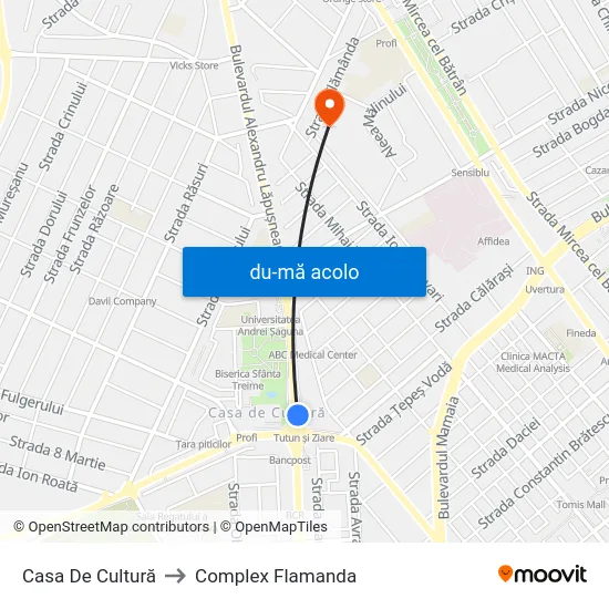 Harta de Casa De Cultură către Complex Flamanda