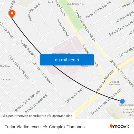 Harta de Tudor Vladimirescu către Complex Flamanda