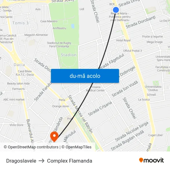 Harta de Dragoslavele către Complex Flamanda