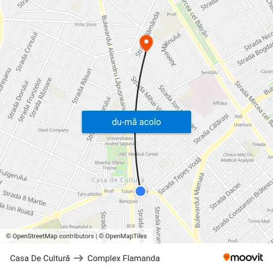 Harta de Casa De Cultură către Complex Flamanda