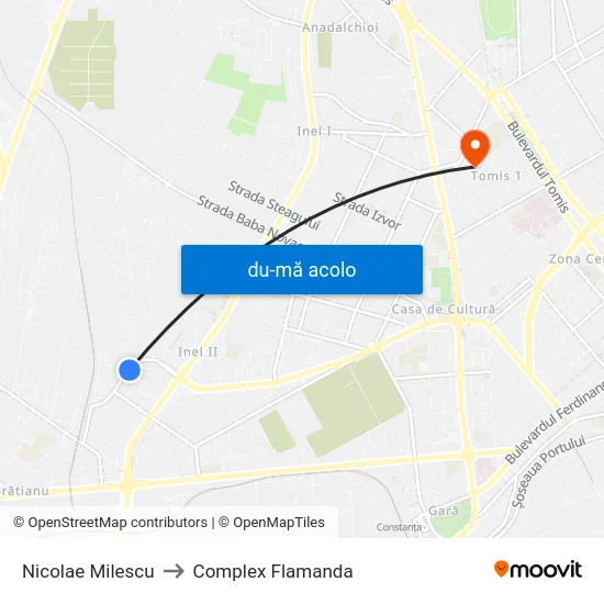 Harta de Nicolae Milescu către Complex Flamanda