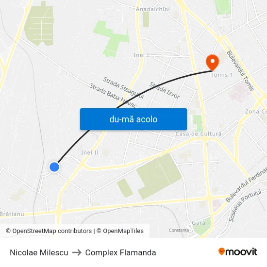Harta de Nicolae Milescu către Complex Flamanda
