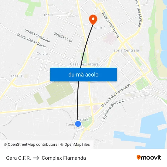Harta de Gara C.F.R. către Complex Flamanda
