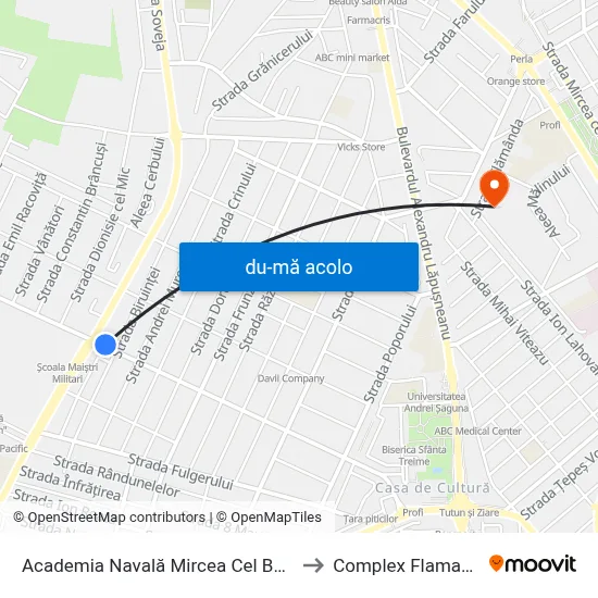Harta de Academia Navală Mircea Cel Bătrân către Complex Flamanda
