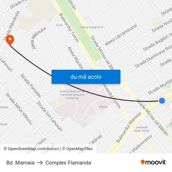 Harta de Bd. Mamaia către Complex Flamanda