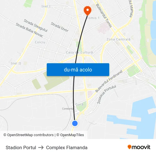 Harta de Stadion Portul către Complex Flamanda