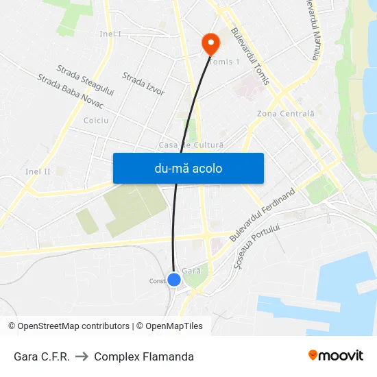 Harta de Gara C.F.R. către Complex Flamanda